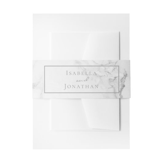 Elegant Marble and Wreath Wedding Invitation Uitnodigingen Wikkel (Voorkant Voorbeeld)
