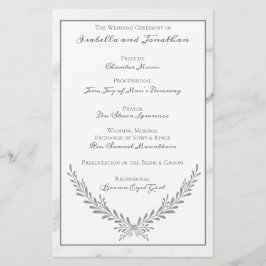 Elegant Marble and Wreath Wedding Programme