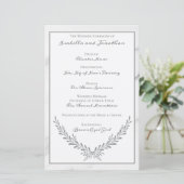 Elegant Marble and Wreath Wedding Programme (Staand voorkant)