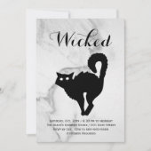 Elegant Marble Black Cat Halloween Costume Party Kaart (Voorkant)