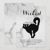 Elegant Marble Black Cat Halloween Costume Party Kaart (Voorkant / Achterkant)