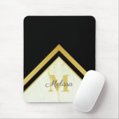 Elegant Marble Black Gold Chevron Monogram Muismat (Met muis)