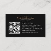 Elegant marble Black Gold Photo QR Code Monogram Visitekaartje (Achterkant)