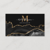 Elegant marble Black Gold Photo QR Code Monogram Visitekaartje (Voorkant)