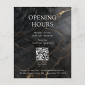 Elegant Marble Black-Gold Salon Qr Code & Logo Flyer (Achterkant)