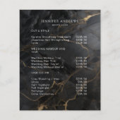 Elegant Marble Black-Gold Salon Qr Code Pricelist Flyer (Voorkant)