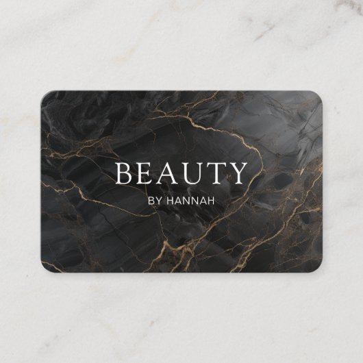 Elegant Marble Black-Gold Salon QR Code Visitekaartje (Voorkant)