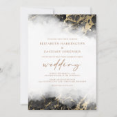 Elegant Marble Black Gold Wedding Invitation Kaart (Voorkant)