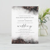 Elegant Marble Black Roos Gold Wedding Kaart (Staand voorkant)