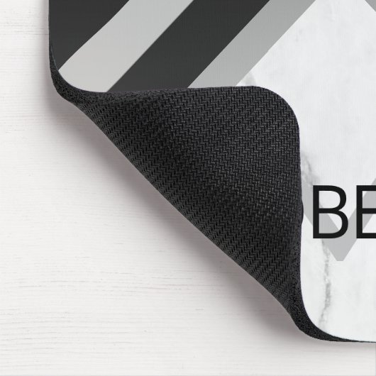 Elegant Marble Black Silver Chevron Monogram Muismat (Hoek)