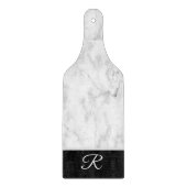 Elegant Marble Black White Monogram Initiaal Snijplank (Voorkant)