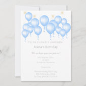ELEGANT MARBLE BLUE BALLOON BIRTHDAY KAART (Voorkant)