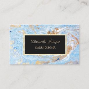 Elegant Marble, Blue Gold Lijst Jewelry Designer Visitekaartje