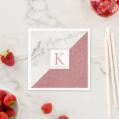 Elegant Marble Blush Pink Glitter Monogram Servet (Insitu)