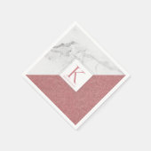 Elegant Marble Blush Pink Glitter Monogram Servet (Hoek)