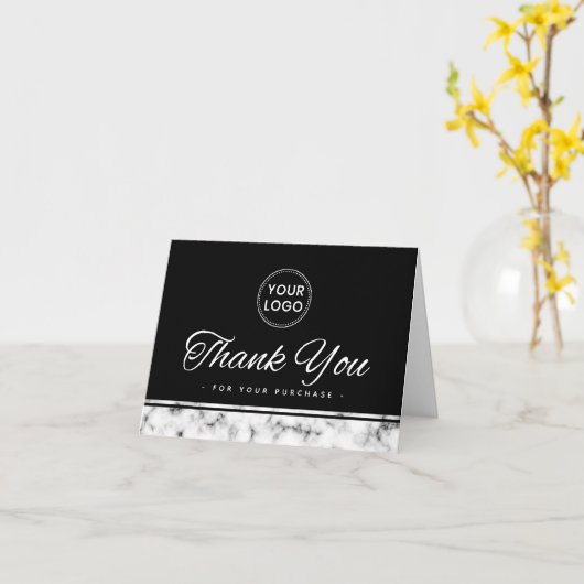 Elegant marble border logo bedankt kaart (Gele Bloem)