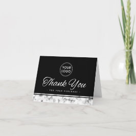 Elegant marble border logo bedankt kaart