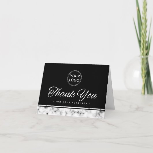 Elegant marble border logo bedankt kaart (Voorkant)