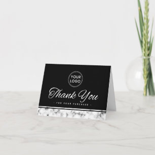 Elegant marble border logo bedankt kaart