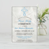 Elegant Marble Boys First Heilige Communie Kaart (Staand voorkant)