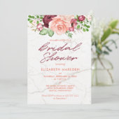 Elegant Marble Burgundy Mauve Peach Vrijgezellenfe Kaart (Staand voorkant)