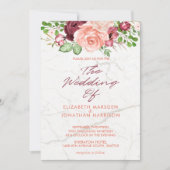 Elegant Marble Burgundy Mauve Peach Wedding Kaart (Voorkant)