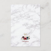 Elegant Marble Burgundy Navy Gold Floral Bouquet Informatiekaartje (Achterkant)