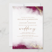 Elegant Marble Burgundy Red Wedding Kaart (Voorkant)