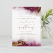 Elegant Marble Burgundy Red Wedding Kaart (Staand voorkant)