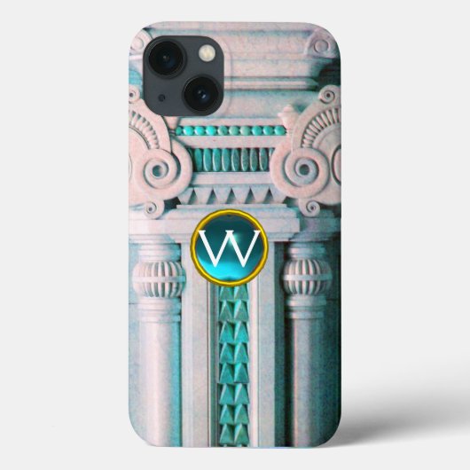 ELEGANT MARBLE COLUMN, PINK BLUE GEM STONE MONOGRA Case-Mate iPhone CASE (Achterkant)