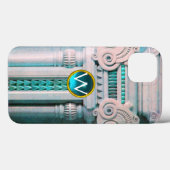 ELEGANT MARBLE COLUMN, PINK BLUE GEM STONE MONOGRA Case-Mate iPhone CASE (Achterkant (horizontaal))