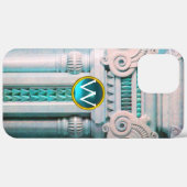 ELEGANT MARBLE COLUMN, PINK BLUE GEM STONE MONOGRA Case-Mate iPhone CASE (Achterkant (horizontaal))