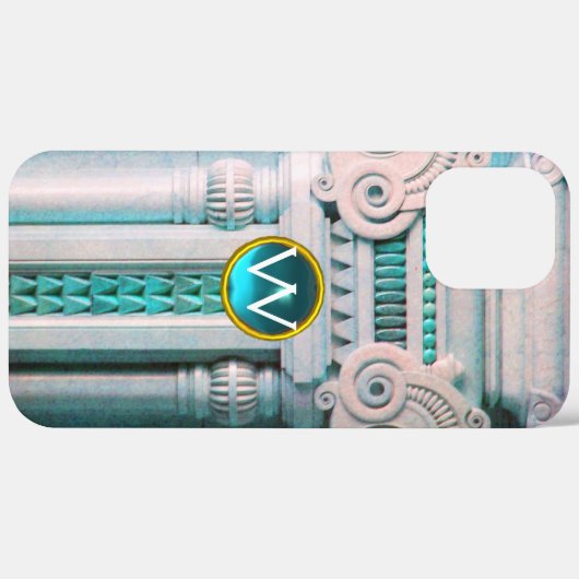 ELEGANT MARBLE COLUMN, PINK BLUE GEM STONE MONOGRA Case-Mate iPhone CASE (Achterkant (horizontaal))