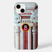 ELEGANT MARBLE COLUMN, PINK RED GEM STONE MONOGRAM Case-Mate iPhone CASE (Achterkant)