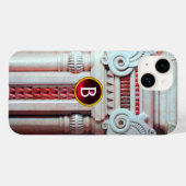 ELEGANT MARBLE COLUMN, PINK RED GEM STONE MONOGRAM Case-Mate iPhone CASE (Achterkant (horizontaal))