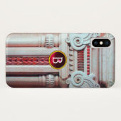 ELEGANT MARBLE COLUMN, PINK RED GEM STONE MONOGRAM Case-Mate iPhone CASE (Achterkant (horizontaal))