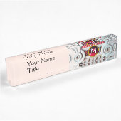 ELEGANT MARBLE COLUMN, PINK RED GEM STONE MONOGRAM NAAMBORDJE