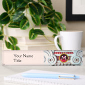 ELEGANT MARBLE COLUMN, PINK RED GEM STONE MONOGRAM NAAMBORDJE