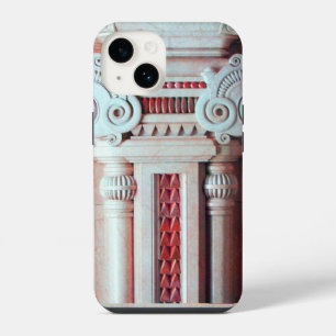 ELEGANT MARBLE COLUMN, RED PINK INTERIOR DESIGN iPhone 14 HOESJE
