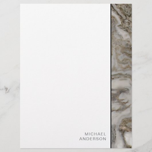 Elegant Marble Edge Stationery met Jouw naam (Voorkant)