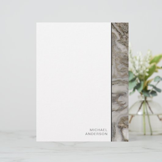 Elegant Marble Edge Stationery met Jouw naam (Staand voorkant)