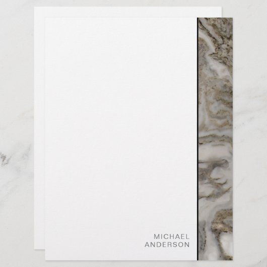 Elegant Marble Edge Stationery met Jouw naam (Voorkant / Achterkant)
