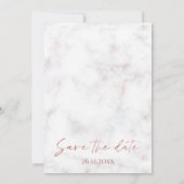Elegant Marble Effect Roos Gold Monogram Weddensch Save The Date (Achterkant)