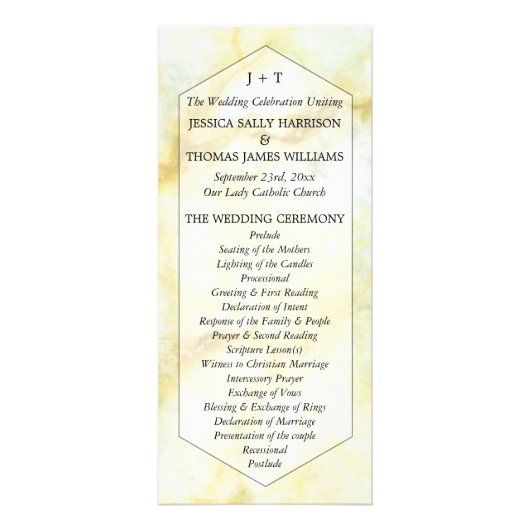 Elegant Marble Effect Trouwprogramma Reclamekaart (Voorkant)