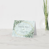 Elegant Marble Eucalyptus Geometric Wedding Bedankkaart (Voorkant)
