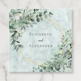Elegant Marble Eucalyptus Greenery Gold Wedding Bedankjes Labels