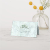 Elegant Marble Eucalyptus Greenery Gold Wedding Plaatskaartje (Achterkant)