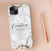 Elegant Marble Faux Gold Glitter Monogram Naam Case-Mate iPhone Case