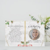 Elegant Marble Floral Celebration Programme of Lif (Staand voorkant)