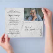 Elegant Marble | Funeral Memorial Photo Programme Flyer (Hand)